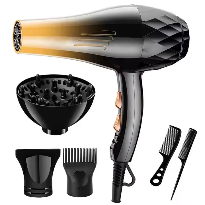 NEW Set Professional 6 in 1 Salon Hair Dryer Brush Electric Styler Custom Logo Concentrator Nozzle New Hot Air Brush Curly Straightener Combs Plastic Material Hair Salon Supplies