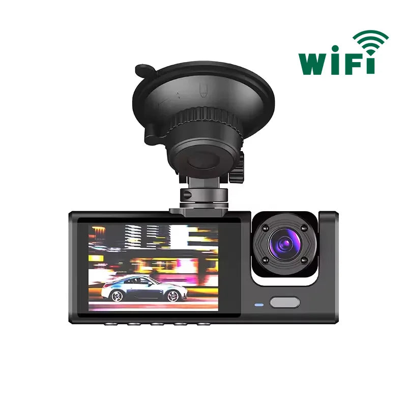 New 3 Lens HD 1080P Car Black Box Wi-Fi Loop Recording Car DVR Camera Dashboard Camera Night Vision Dash Cam for BMW, Mercedes, Toyota Vehicle Safety Driving Security Supplies