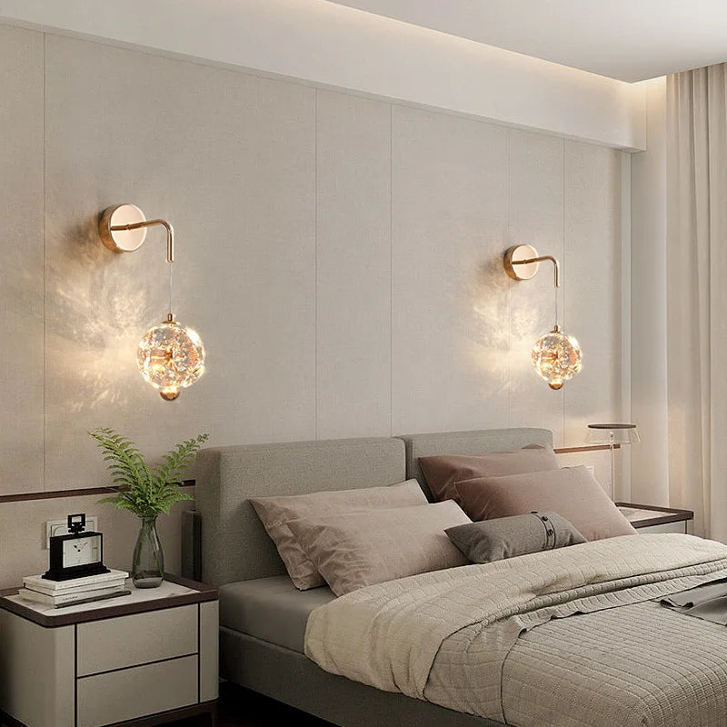 Villa Home Luxury Dandelion Crystal Wall Lamp Country Villa Living Room  Bedroom Bedside Bracket Light Modern Entrance Background Wall Decoration Wall Fitting Home Lighting Supplies