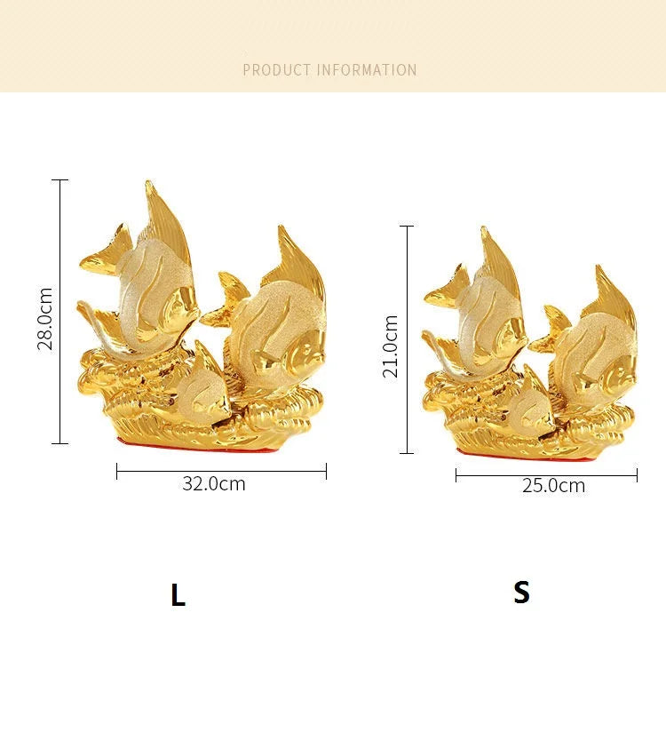 European Wedding Decor Crafts Ceramic Creative Room Decoration Handicraft Gold Fish Porcelain Figurines Decorations W4375