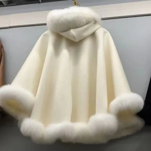 12 Colors New Coming Customized Color Real Natural Fox Fur Cashmere Poncho Women Fur Shawls Evening Party Wedding Guest Luxury Coats Outerwear Jackets Ladies Luxury Apparel Supplies