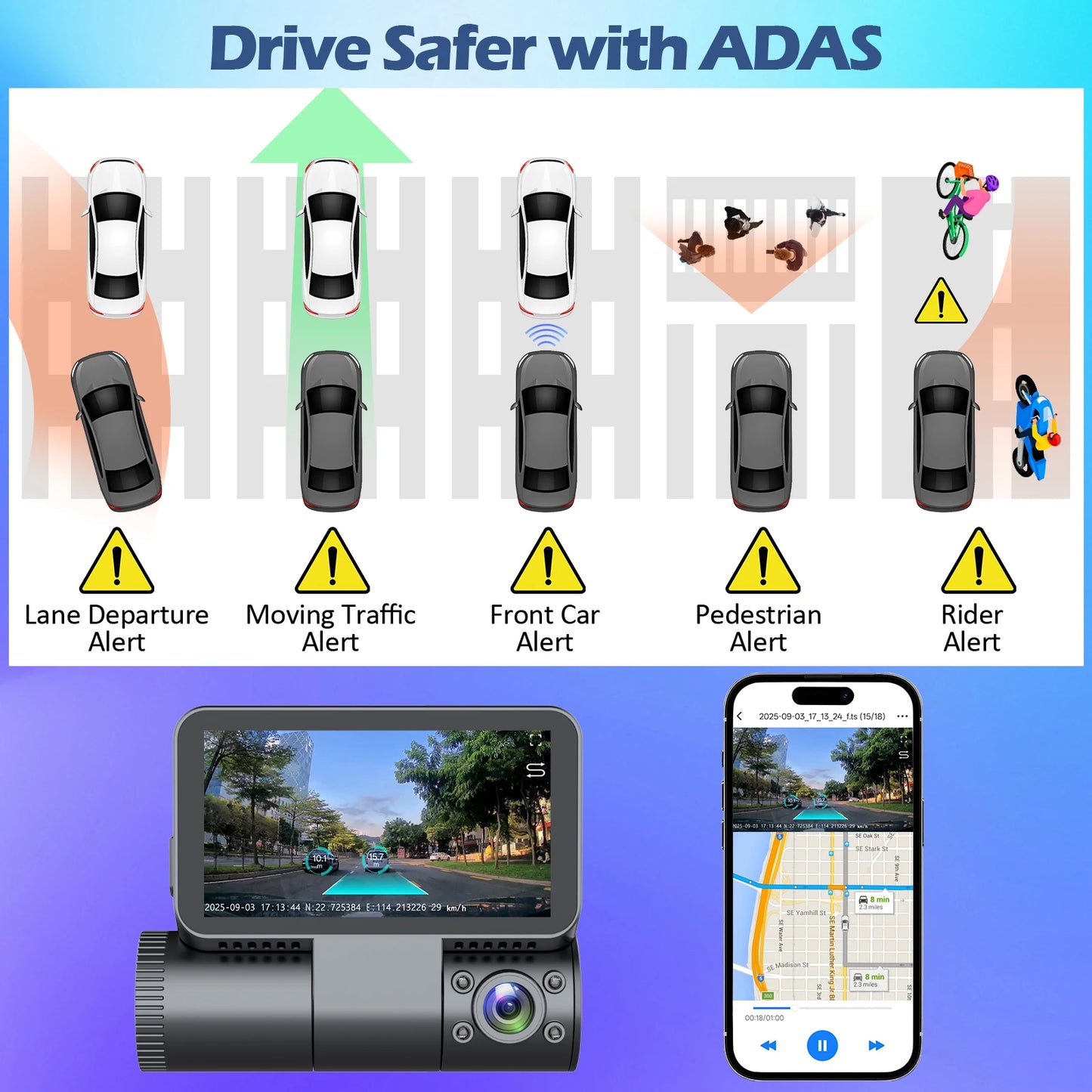 HOT SALE NEW 5G GPS Navigator 3 Inch IPS Touch Screen STARVIS2 2CH GPS 5G Wi-Fi Dash Camera ADAS Car Black Box 4K Video Recorder Car Vehicle Safety Driving Accessories