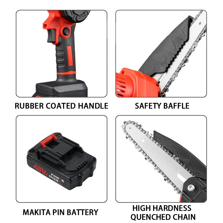 NEW CE 88V Mini Electric Chain Saw Handheld Wood Cutting Garden Pruning Rechargeable Portable Chainsaw Tree Branches Cutter Plants Pruner Home Gardening Supplies