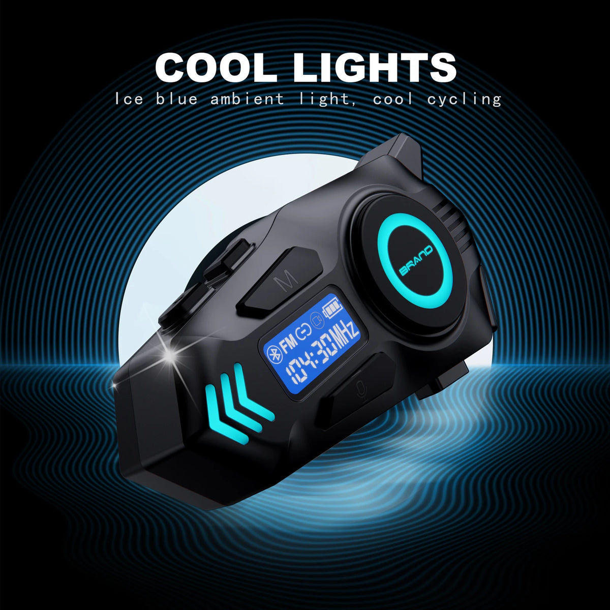 Motorcycle Helmet Headset Speaker Display Screen FM Radio Intercom Function (500M) Voice Assistant RGB Ambient Light, K09