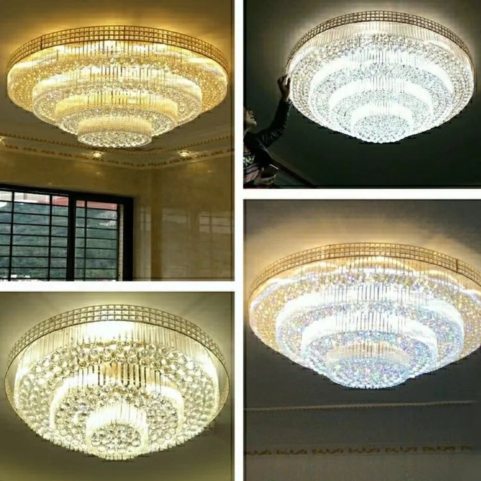 HOT SALE Villa Home Living Room Italian Modern Luxury K9 Crystal Ceiling 3 Layers Lamp Hotel Lobby Wedding Banquet Hall Art Decoration Ceiling Light Villa Living Bedroom Lighting