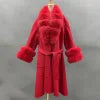 Boutique Gala HOT SALE 15 Colors Cashmere With Natural Real Fox Double Sided Sheep Wool Fur Coat With Real Fox Collar Winter Warm Custom Cashmere Outerwear Coat Evening Business Party Prom Celebrity Clothes