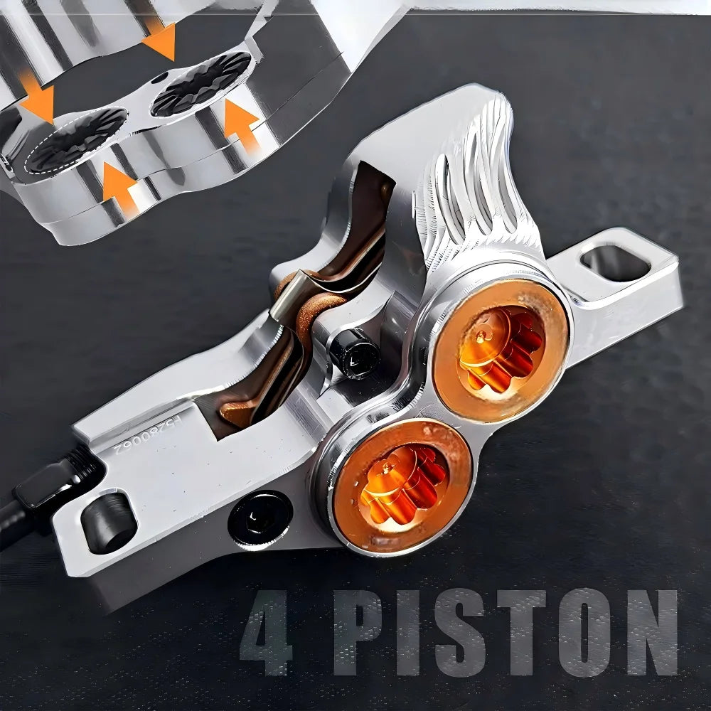 FV4 Four-Piston Steel Hydraulic/Disc/Line/ V  Brake Lever with 160mm Rotor and Side Mount for Mountain Downhill Road Bicycle Parts Accessories