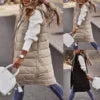 10 Colors S-5XL Plus Size Women's Autumn Spring Solid-Color Hooded Single-Button Mid-Length Cotton Long  Vest Coat Cardigan Outerwear Top  Fashion Women Casual Apparel Supplies