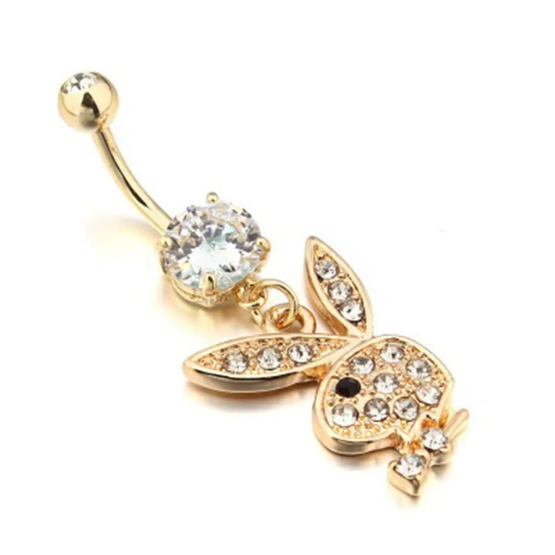 Playboy Bunny Cute Rabbit Belly Button Rings 316L Surgical Steel Piercing Belly Button Rings Navel Piercing Sexy Body Women Girls Jewelry Fashion Accessories Supplies
