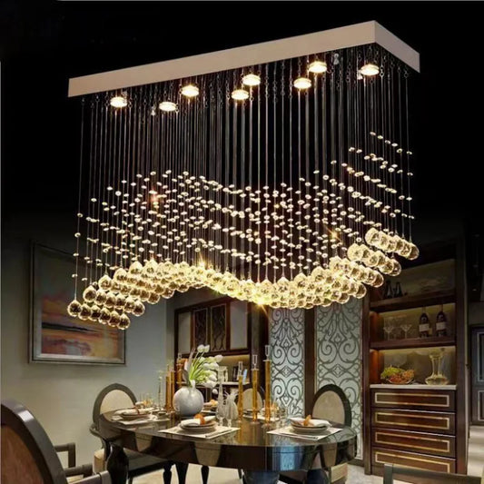 HOT SALE Villa Home Art Decoration Italian Design Duplex Personalized Customized Luxury Crystal Chandelier Bar Counter Hotel Stainless Steel Crystal Body Ceiling Lamp Luxury Rectangular Ceiling Lamps