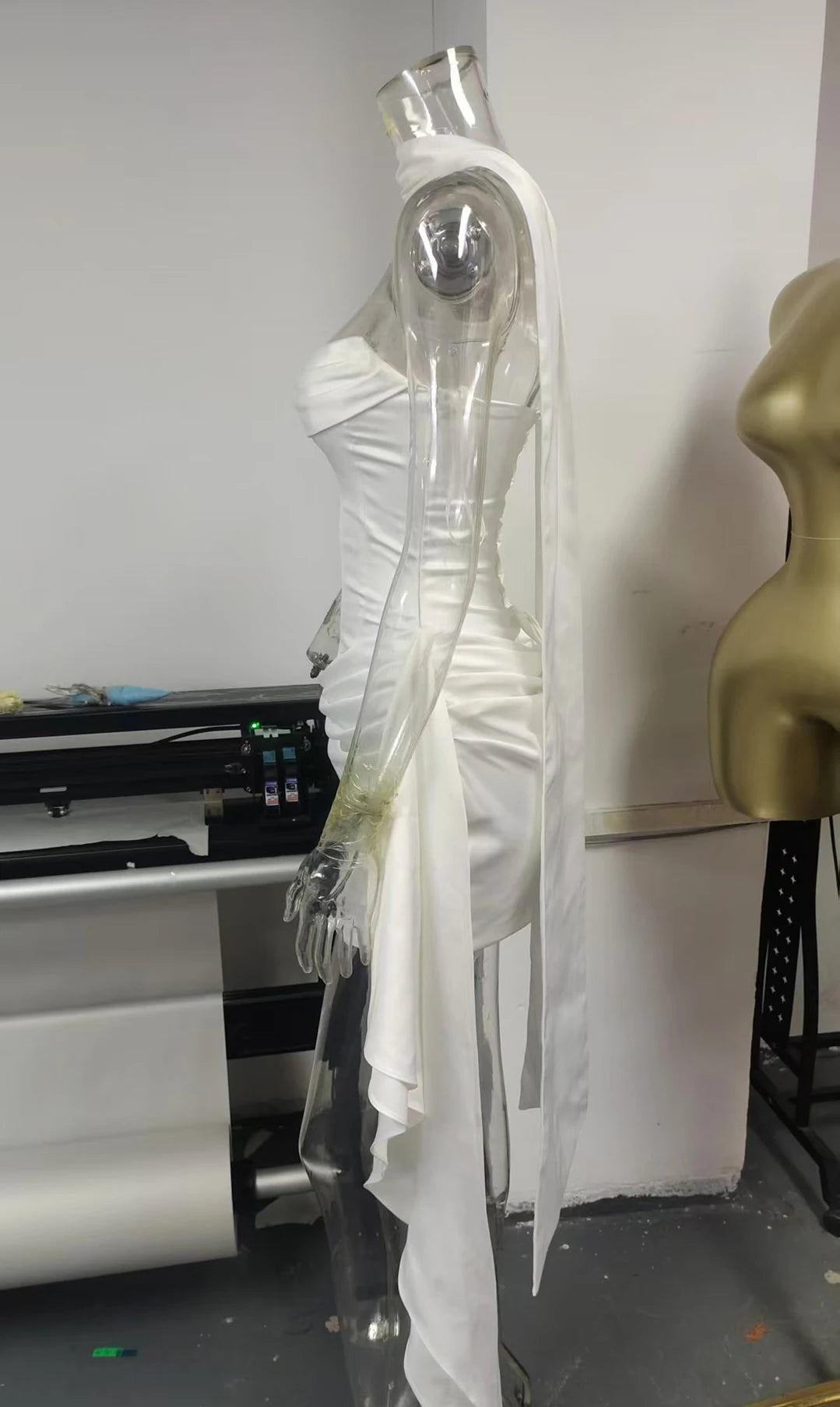 5 Colors High Quality Women Sleeveless Mesh Patchwork Tube Mini Dress Sexy Evening Party Backless Evening Dresses with Scarf Night Clubwear Mini Gowns Ladies Sexy Clothing Supplies
