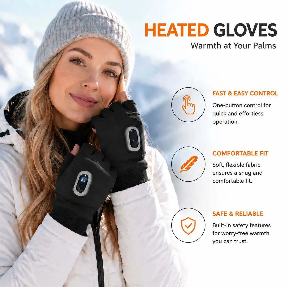 Newest Winter Electric Heated Gloves Heating Gloves Warm Heating Touch Screen Skiing Cycling Gloves Fingerless Gloves for Men Women