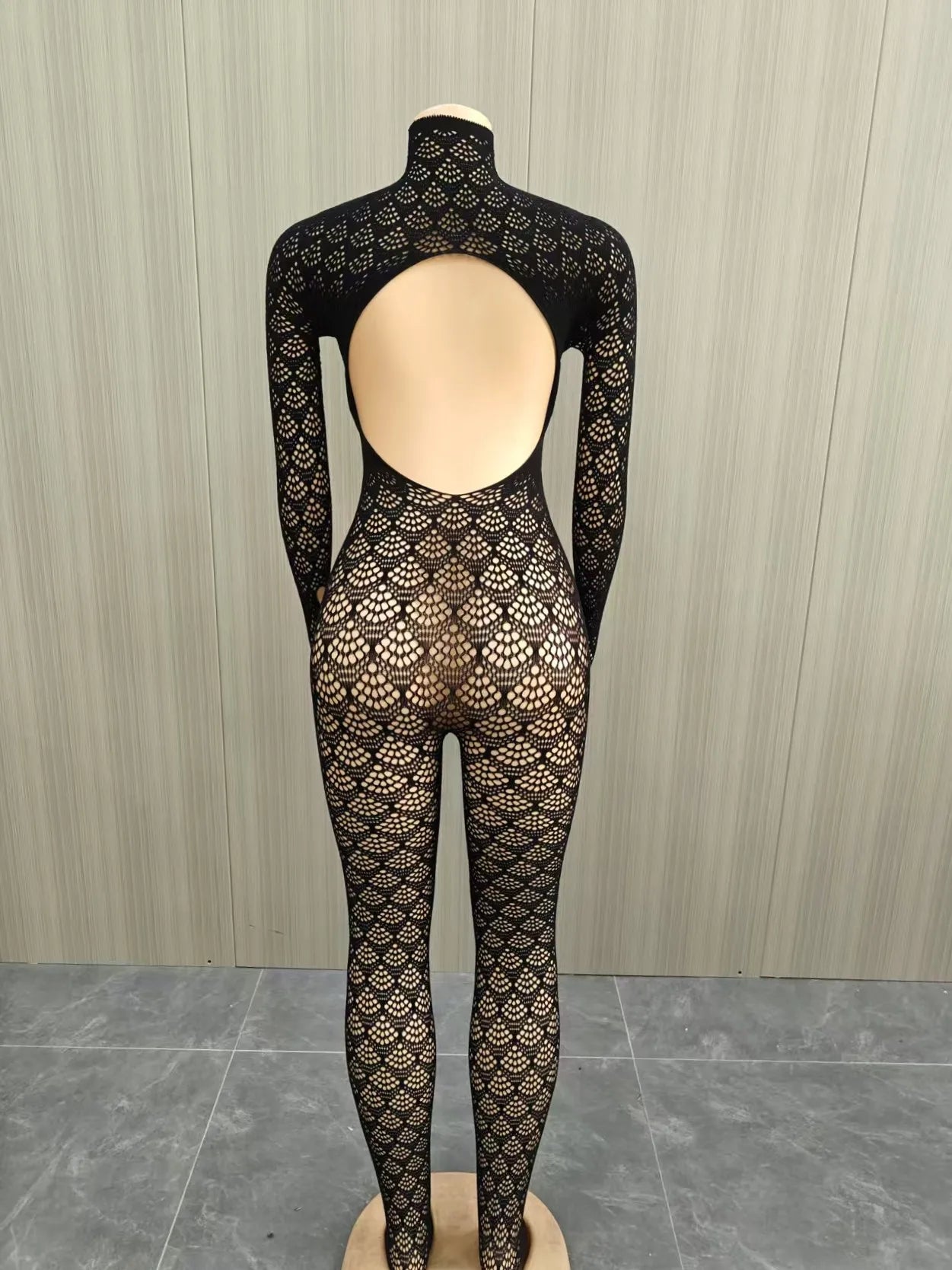 3 Colors Sexy Fashion Women's Hot Clothing Boutique Gala See Through Jumpsuits Sexy Night Club Evening Beach Party Wear Long Sleeve Backless One Piece Jumpsuit Ladies Sexy Apparel Supplies.