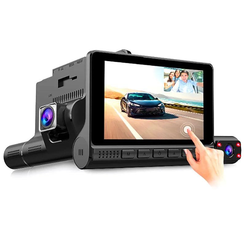 4 In 1Car DVR Dash Cam for Cars 3 Lens Video Recorder Carplay Mirror Black Box IPS 1080P HD Touch Screen Car Safety  Accessories