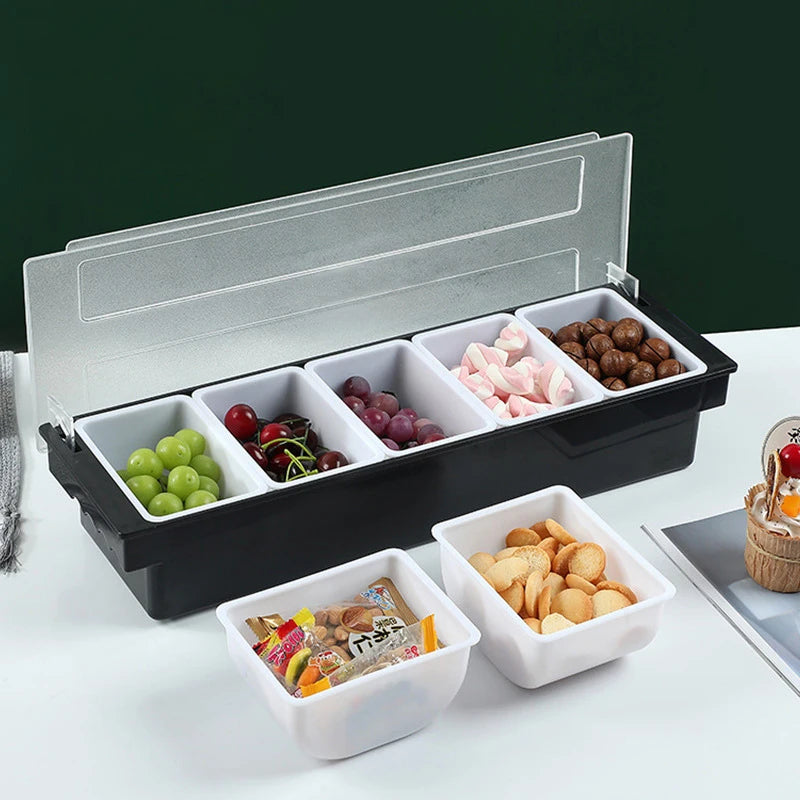 ABS Plastic 3/4/5/6 Section Pizza Ingredients Storage Box Preparation Box Fruits Cheese Sauce Box Pizza Making Organizer Tool Kitchenware Accessories