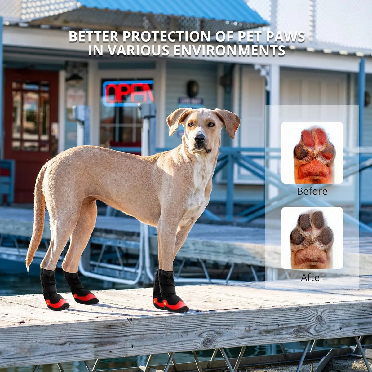 4 PCS Set 4 Colors Pet Dog Waterproof Soft Boots  Adjustable Reflective Straps Anti-Slip Dog Warm Shoes Snow Rain Protection Boots Pets Apparel Accessories