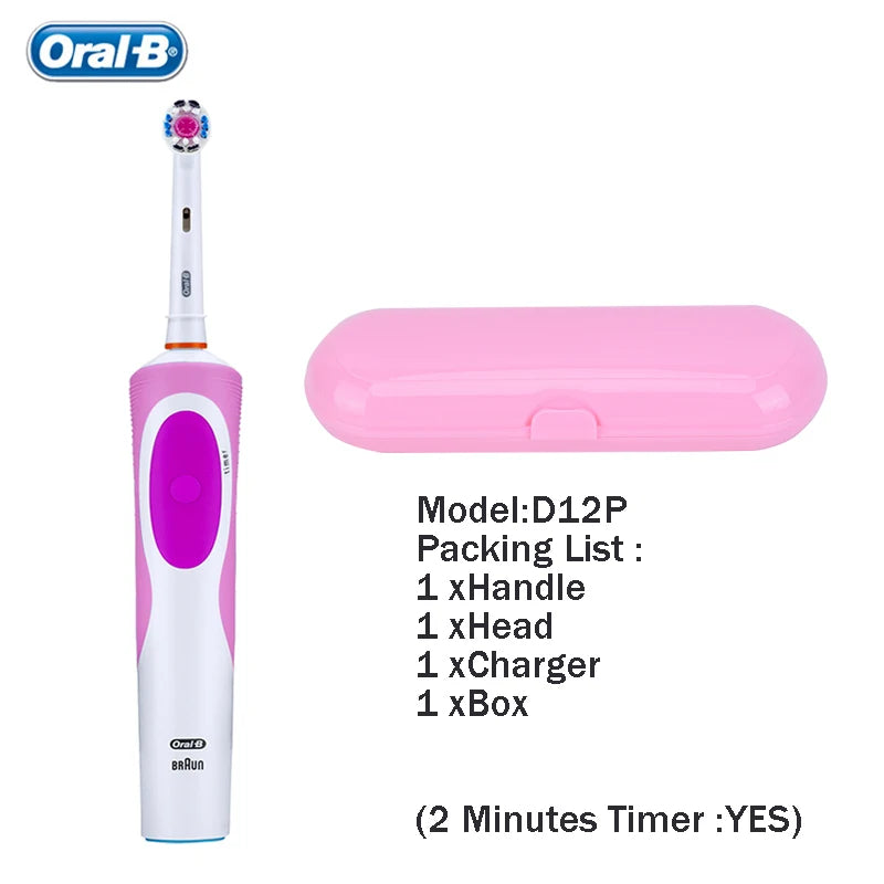 Original Oral-B Set Vitality 2D Electric Toothbrush Rechargeable Smart Teeth Whitening with Replacement Tooth Brush Heads Oral B Nozzles Women Men Oral Hygiene Accessories Personal Care Supplies