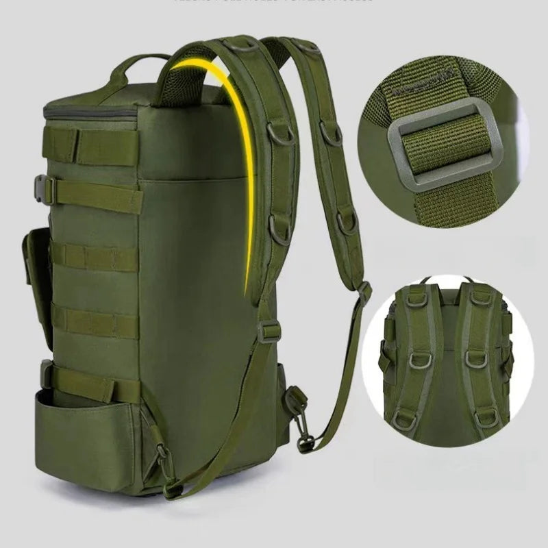 20L-35L Large-Capacity Multi-Functional Outdoor Fishing Bag Water-Repellent Sub-Bag Dry Wet Separation Mountable Fishing Rod Holder Fishing Accessories