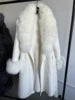 BEST PRICE 100% Cashmere 10 Colors Luxury Women's Winter Long Trench Jacket Real Natural Fox Fur New Fashion Pink Wool Coat Evening Party Wedding Guest Coats Ladies Luxury Apparel Supplies.