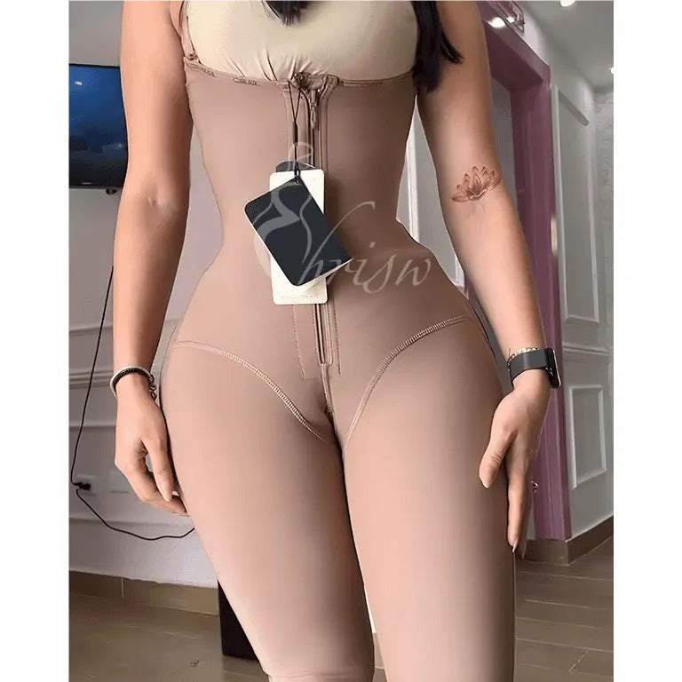 S-3XL Black/Beige Color Women's Zipper Front Hourglass Shapewear Fajas Colombian Shaped Buttocks Lifting p Stylish Shapewear Open Chest Bodysuit Shaper Garment Double