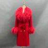 10 Colors Autumn Winter  Wool Cashmere Lady Luxury Coat With Real Natural Soft Fox Fur Collar Wedding Guest Evening Party Ladies Luxury Apparel Supplies