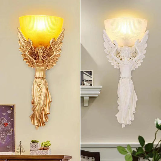 Home Living Room Modern LED Angel Wall Lamp Interior Creative Gold Resin Sconce Light for Home Corridor Bedroom  Hotel Corridor Art Decor Lighting Supplies