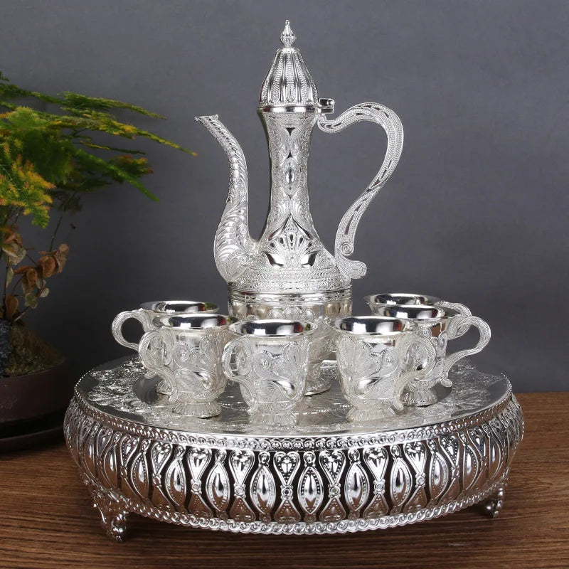 Gold And Silver Wine Glass Luxury Set Creative Home European Wine Zinc Alloy Set  Wine Jug Wine Divider High-End Retro Wine Jug Barware Supplies