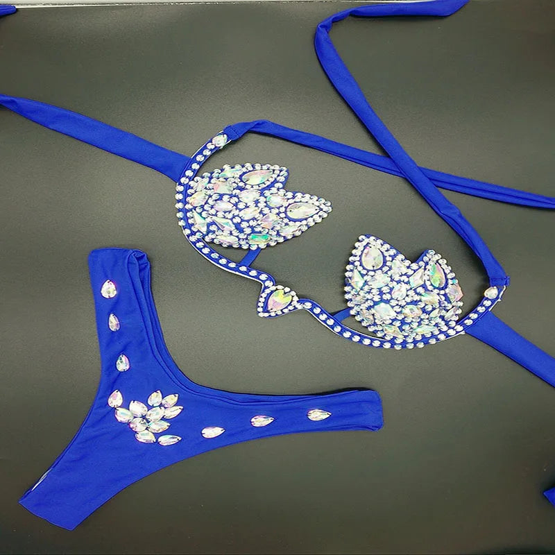 Rhinestone Bikini Set Sexy Women Bathing Suit High  Quality Swimsuit Push Up Diamond Beachwear