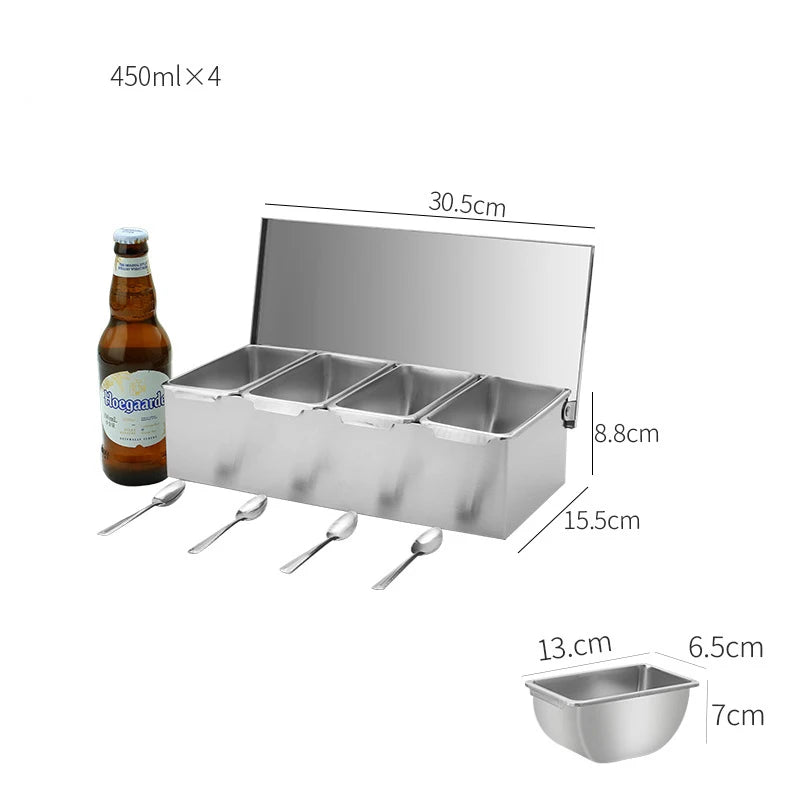 304 Seasoning 3/4/5.6 Professional Boxes Top Quality Stainless Steel Ingredients Organizer  Box Cheese Sauce Salt Sugar Storage Box Spice Jar Baking Tool Home Kitchen Accessories