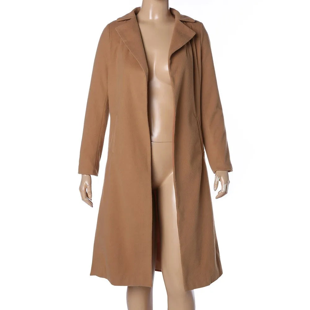 New Styles 5 Colors S-3XL Plus Size Autumn Winter Fashion Leisure Ladies Long Coats for Women Woolen Coat Women Streetwear Apparel Casual Clothing Supplies