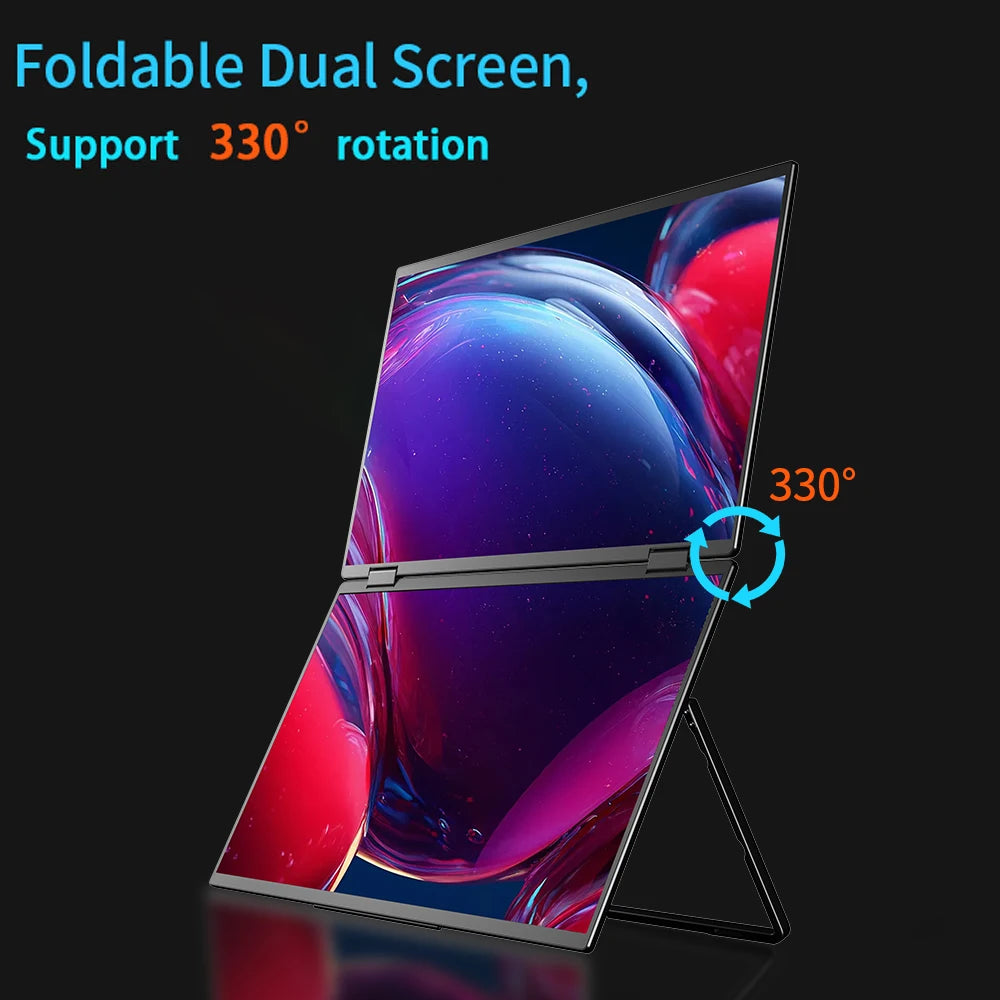 Double Screen 18.5" 100hz Portable Monitor 330' Rotary All Metal Housing External Screen Plug & Play for Windows Mac Laptop Mobile Switch Xbox for Office Business Home Electronic Supplies