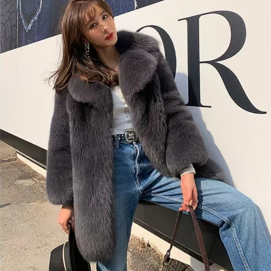 BEST PRICE 5 Colors M-2XL Real Natural Whole Fox Mink Fur New Hot Selling Top Quality Notched Lapel Midi Women Evening Business Parties Music Concerts Celebrities Red Carpet Clothes Ladies Luxury Apparel Supplies