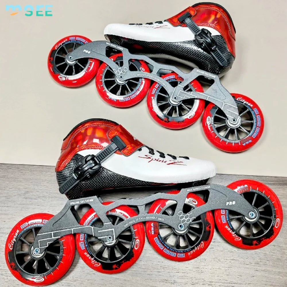 Adults Children 31/46 Plus Size Carbon Fiber 3/4 Wheels Professional Inline Speed Skates for Men Women Professional Carbon Roller Skates Blades High Performance Racing Skates for Outdoor Sport Activities