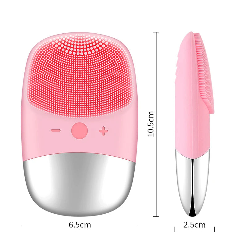 Electric Facial Cleansing Brush Silicone Sonic Face Cleaner Motor Ultrasonic Cleaning Intelligent Facial Cleansing Massage Tool