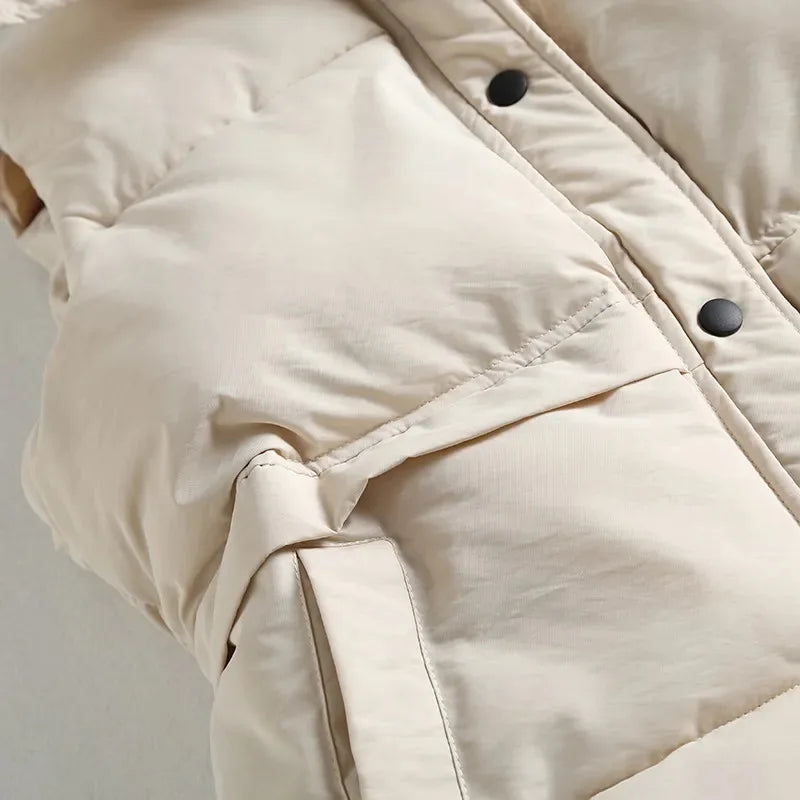 Black/Beige Color Winter Warm Windbreaker Sleeveless Vest Women Fashion Waistcoat Casual Winter Sleeveless Jacket Female Coat Women Winter Apparel Accessories