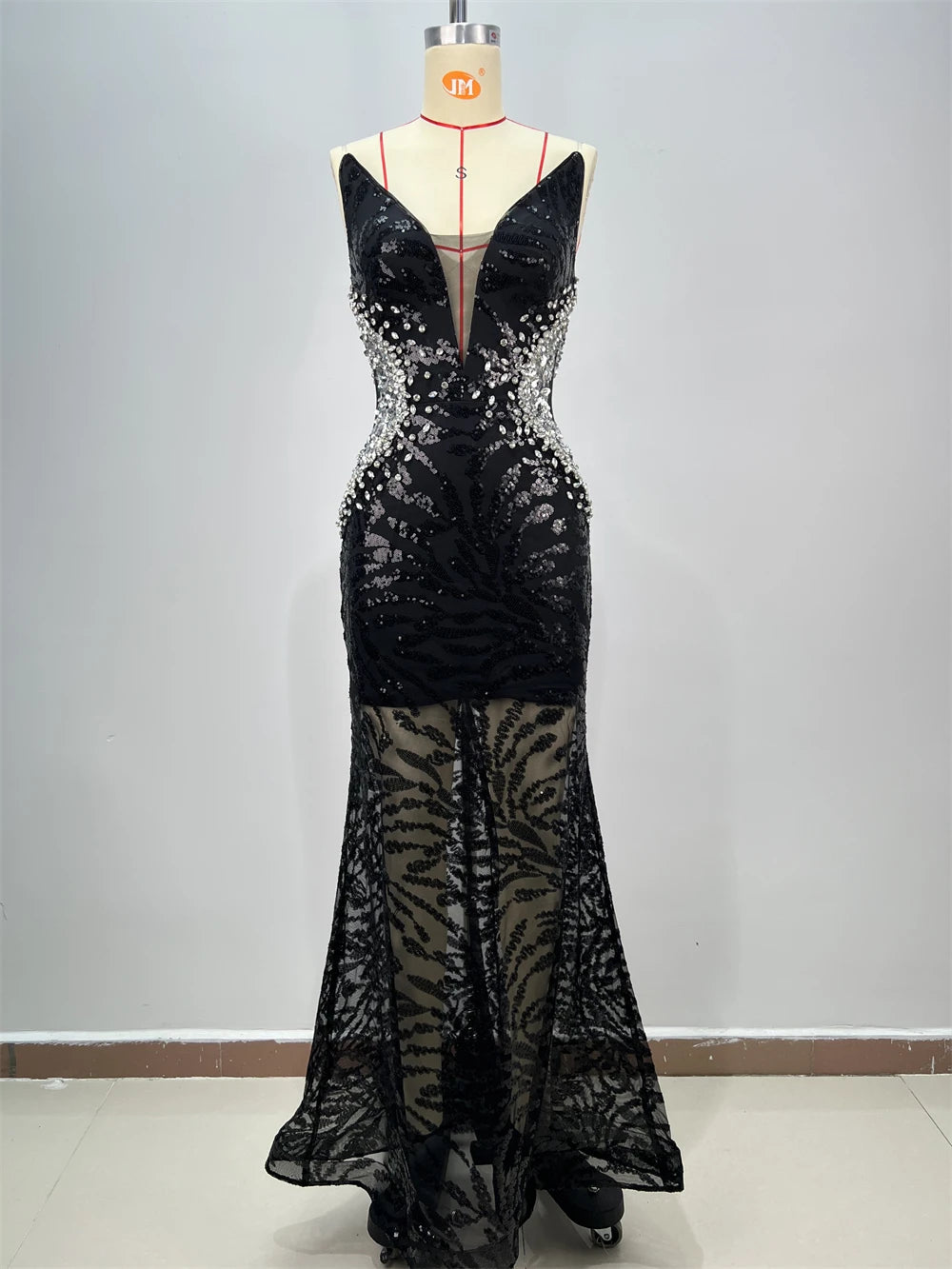 Boutique Gala HOT SALE Women's Top Quality Red Carpet Celebrity Night Club Evening Prom Party Elegant Long Sequins Evening Black Dress Princess Maxi Gown Ladies Luxury Apparel Supplies