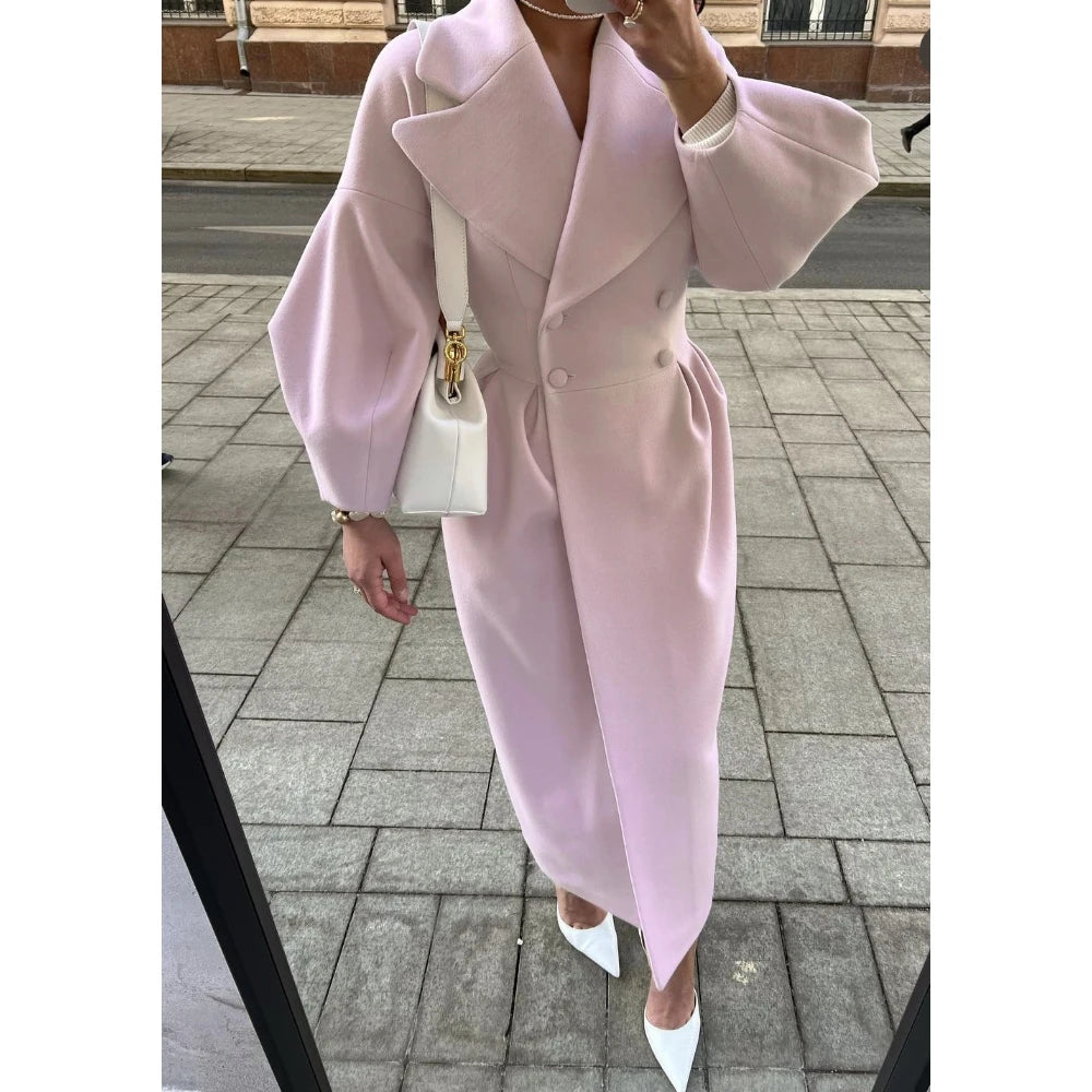 8 Colors S-2XL New Retro Court Style Lantern Sleeve Women's Large Lapel Tweed Jacket Long Coat New Fashion for Wedding Guest Evening Party Business Dinner Prom Luxury Woolen Cotton Maxi Coats Ladies Luxury Apparel Supplies