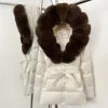 BEST PRICE 15 Colors European High End Winter Hoodie Warm Midi Length Large Real Natural Silver Red Fox Fur Thick Bubble Coats Down Coat Snow Outerwear Parkas Jackets Women Winter Apparel Supplies