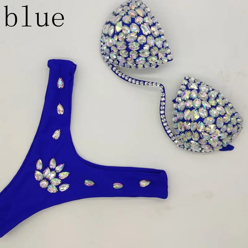 10 Colors Luxurious Diamond Sexy Bikini Crystal Bikini Swimwear Plus  Sizes Rhinestone Swimsuit Summer Beachwear