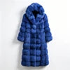 S-5XL Plus Size 4 Colors Premium Ladies Winter Luxury Hooded Artificial Fox Fur Coat Long Thick Warm Fluffy Fur Overcoat Women's Fashion Winter Outerwear Windproof Jacket Faux Fur Coats