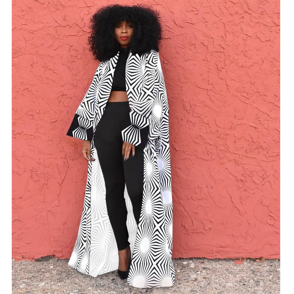 NEW Arrivals S-4XL Plus Size Women's Autumn Spring Long Coat Autumn Winter Retro Hipster Coats Loose Print Cardigan Women Casual Streetwear Clothing Supplies