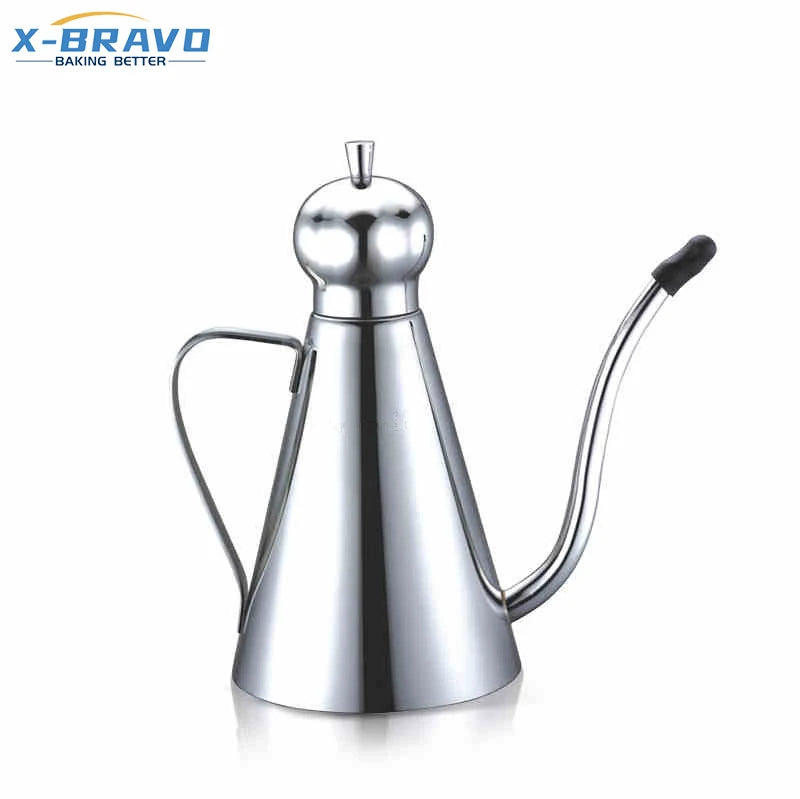 Home-Restaurant High-Quality Stainless Steel 350/500/1000ml Cone Oil Pot Leak-Proof Kitchen Household Soy Sauce Pot Small Vinegar Pot Oiler Jug Tableware Accessories