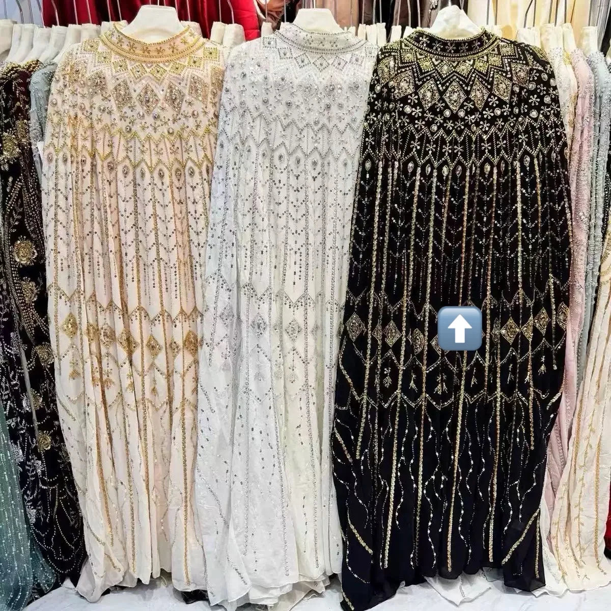 Handmade Luxury Rhinestone Embroidery 7 Colors Abaya Loose Fit Modest Muslim Evening Gown Islamic Women's Clothing for Eid Ramadan Weddings