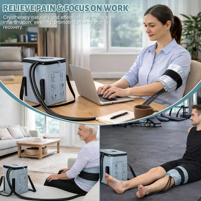 Portable Cold Therapy System with Leak Proof Cold Pad Cold Compression Machine with Reusable Ice Packs for Knee Shoulder Ankle Home Health Care Supplies