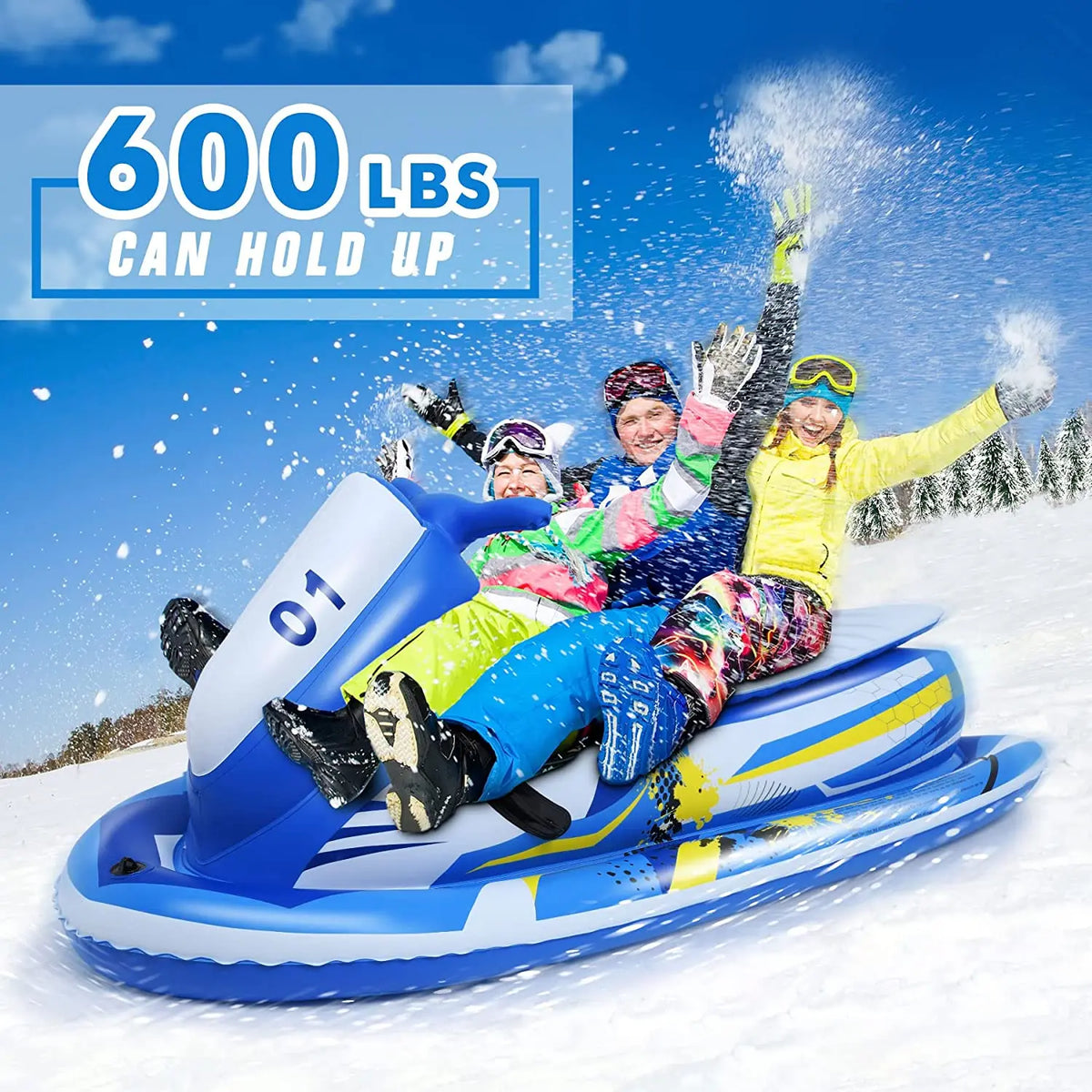 NEW Arrivals Adults Children Fun Gear Strong Foldable Inflatable Snow Sled Tube Snowmobile Heavy Duty Towable Hard Bottom Portable Winter Family Activity Gear Outdoor Winter Sports Supplies