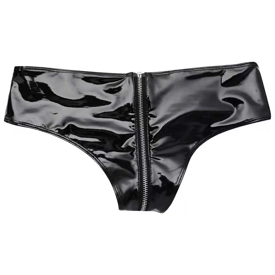 Zipper Open Crotch Fetish Leather Shorts For Sex Erotic Porn Below Crotchless Underwear Glossy Wetlook Latex Mini Hot Pants Sexi