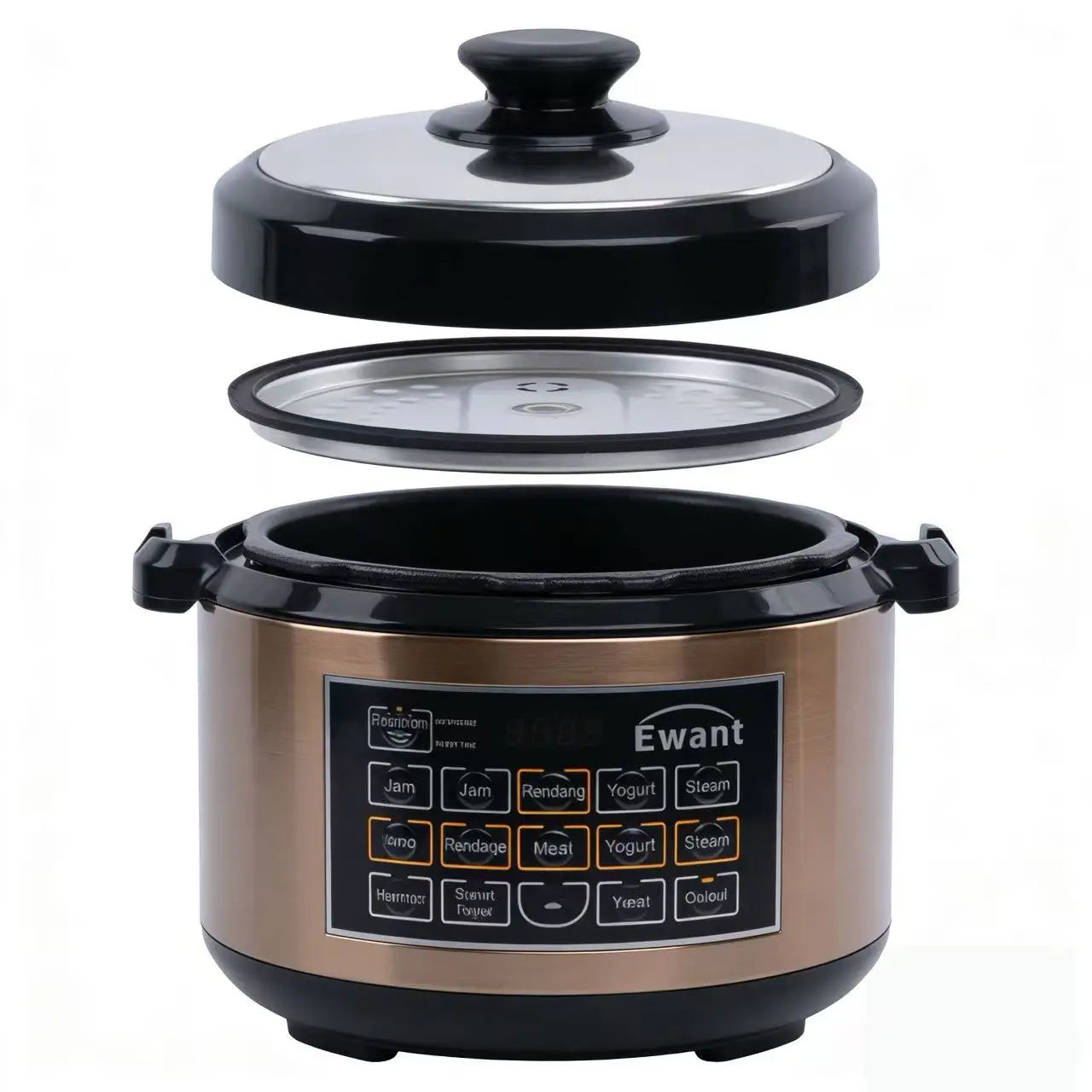 NEW Arrivals Programmable 5L Non-Stick 10-Function Integrated LED Display Energy-Saving Stainless Steel Top Quality Pressure Cooker English/French Operating Language UK/EU/AU/US Plug Household Appliances