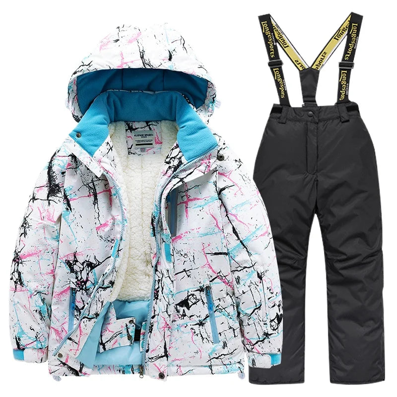 BEST PRICE 2 PCS Set Children's Girls Boys Top Quality Waterproof Ski Jacket + Pants Kids Snowboard Suit Snow Wear Ski Clothes for Kids Ski Suit Ski Clothing