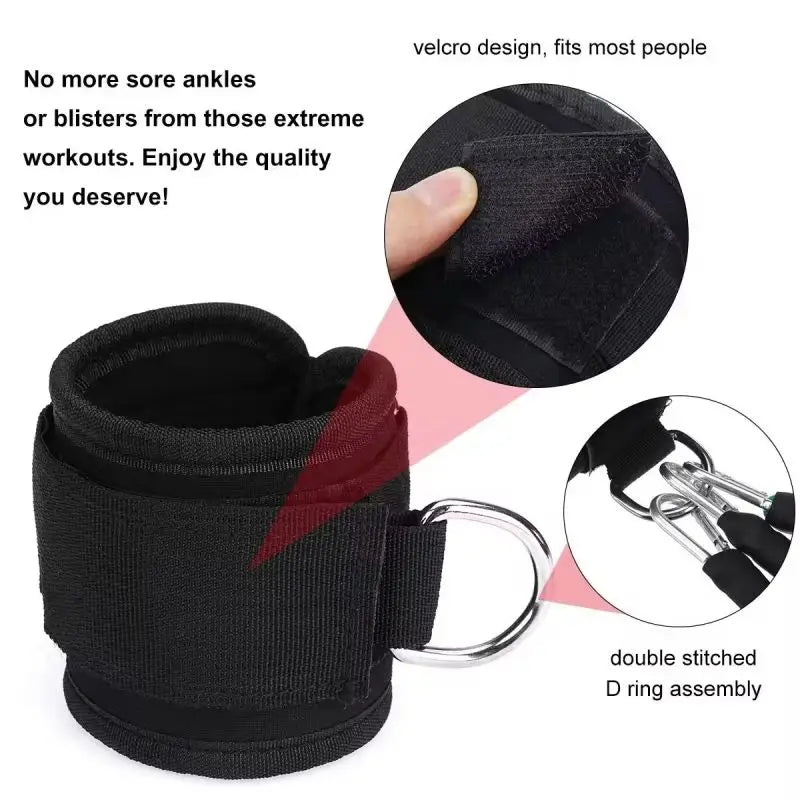 NEW Arrivals 5 Colors, Home Gym Yoga Studio 6 PCS Set TPE Ankle Resistance Bands with Cuffs High Elastic for Glute & Leg Workouts Booty Exercise Equipment Workout Sets