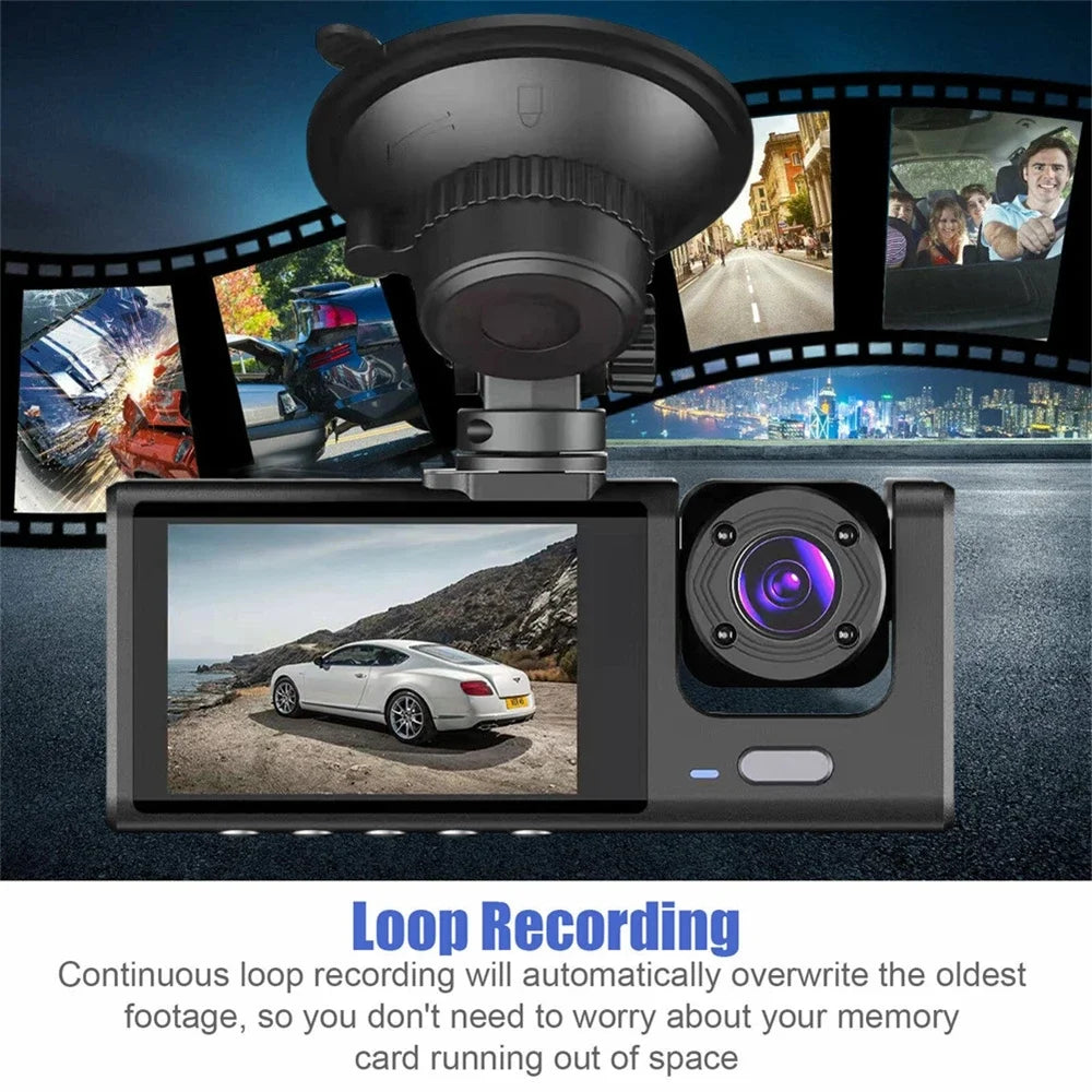 New 3 Lens HD 1080P Car Black Box Wi-Fi Loop Recording Car DVR Camera Dashboard Camera Night Vision Dash Cam for BMW, Mercedes, Toyota Vehicle Safety Driving Security Supplies